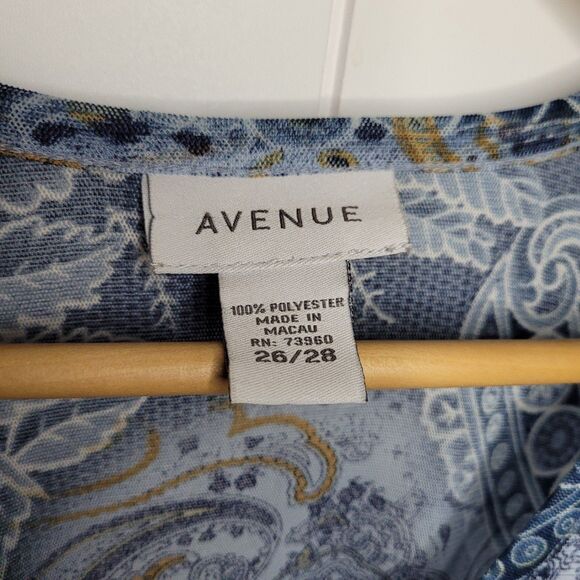 Avenue Womens Top Size 26/28 4X Boho Blue Embellished - Picture 5 of 7